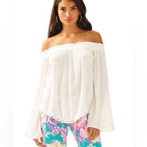 Lilly Pulitzer Nita Off the Shoulder Top White Size S